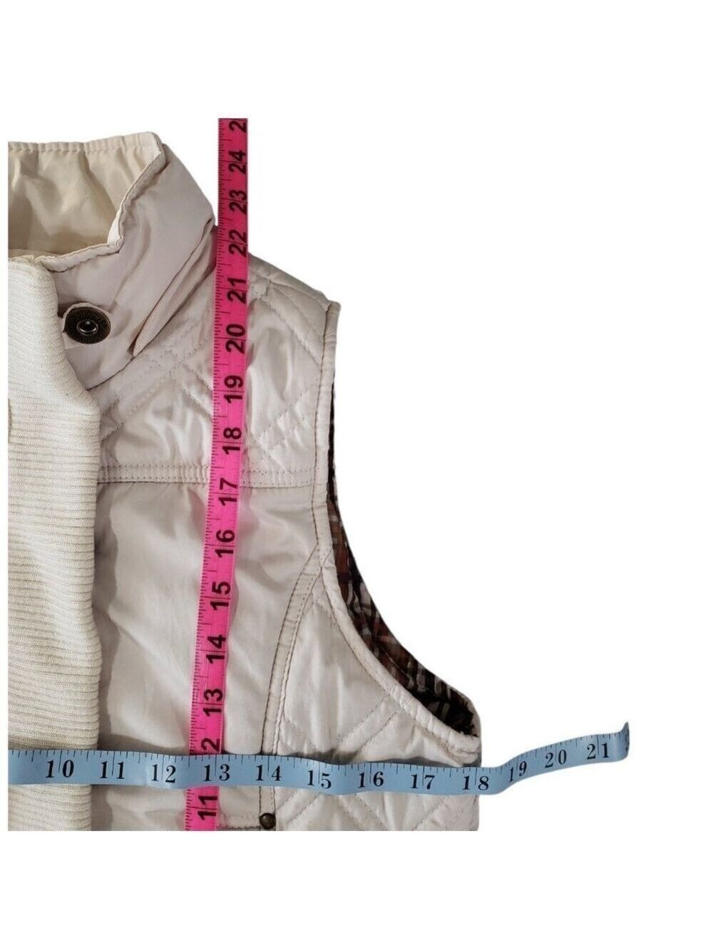 Dollhouse Womens Beige Quilted Puffer Vest Plaid Lining Size M - Picture 9 of 9